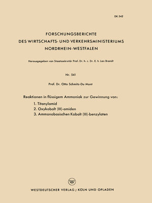 cover image of Reaktionen in flüssigem Ammoniak zur Gewinnung von